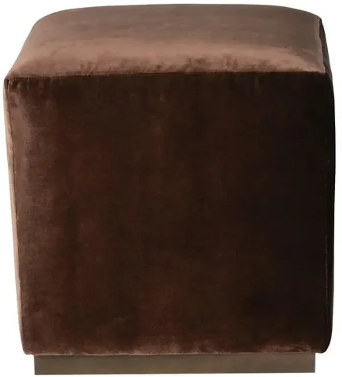 Madden Square Velvet Ottoman - Raisin - Brown