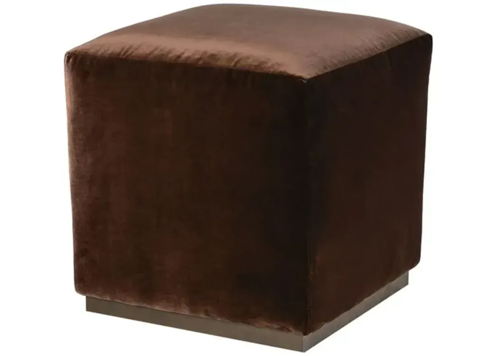 Madden Square Velvet Ottoman - Raisin - Brown