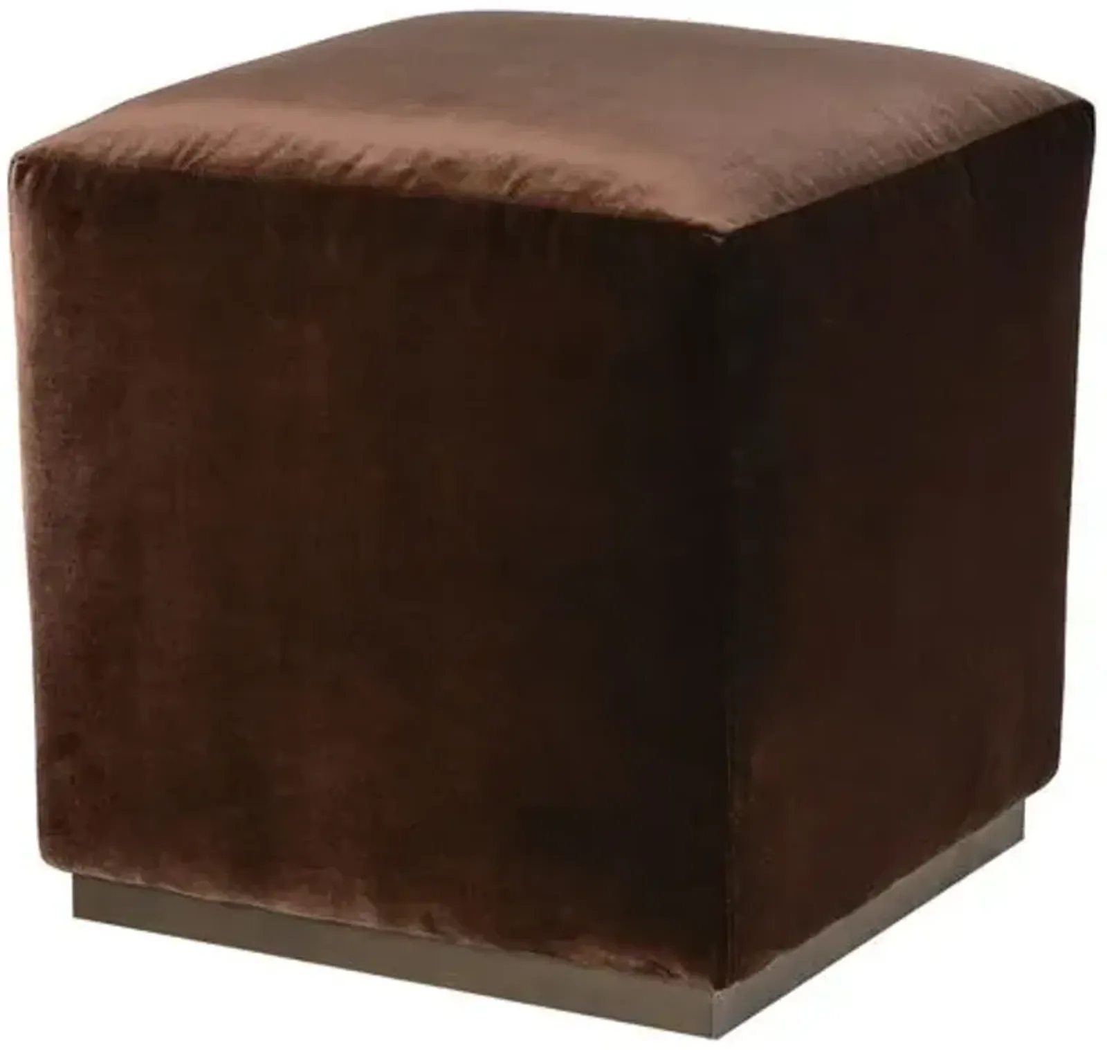 Madden Square Velvet Ottoman - Raisin - Brown