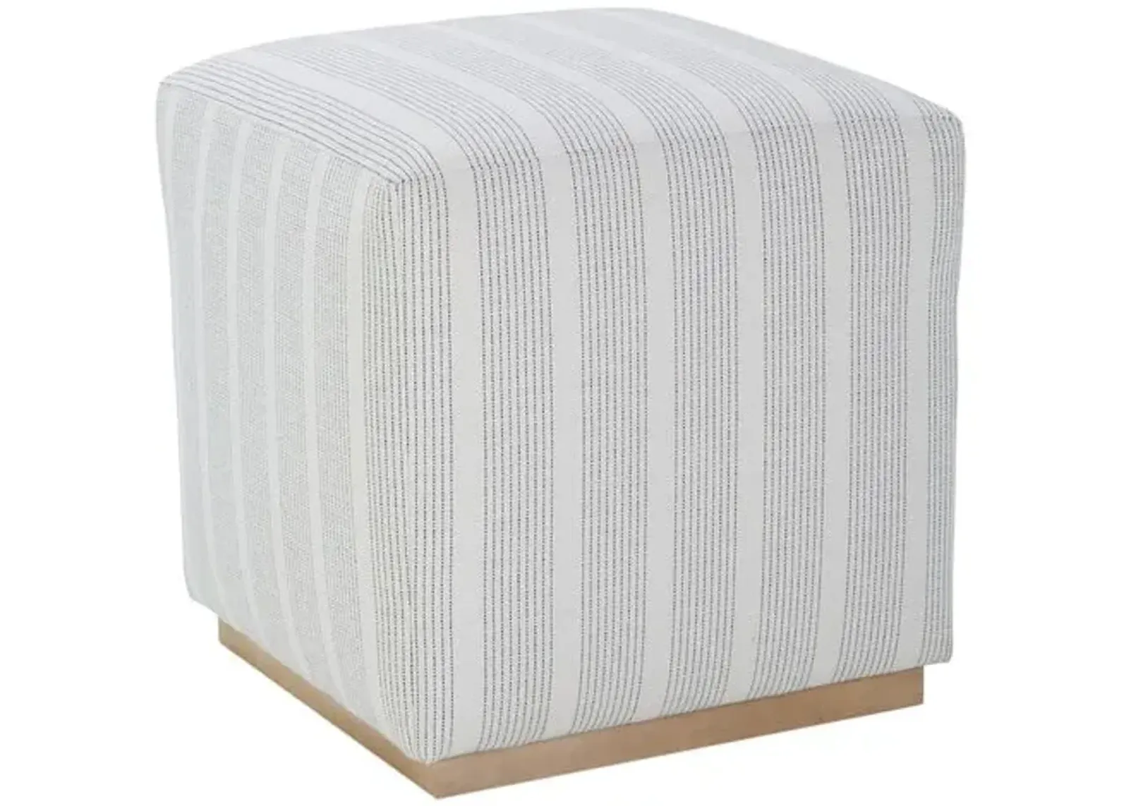 Madden Square Ottoman - Navy Stripe - Blue