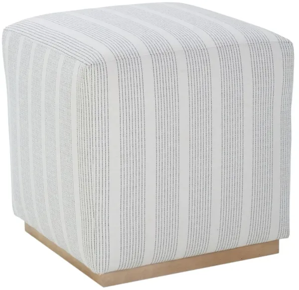 Madden Square Ottoman, Navy Stripe