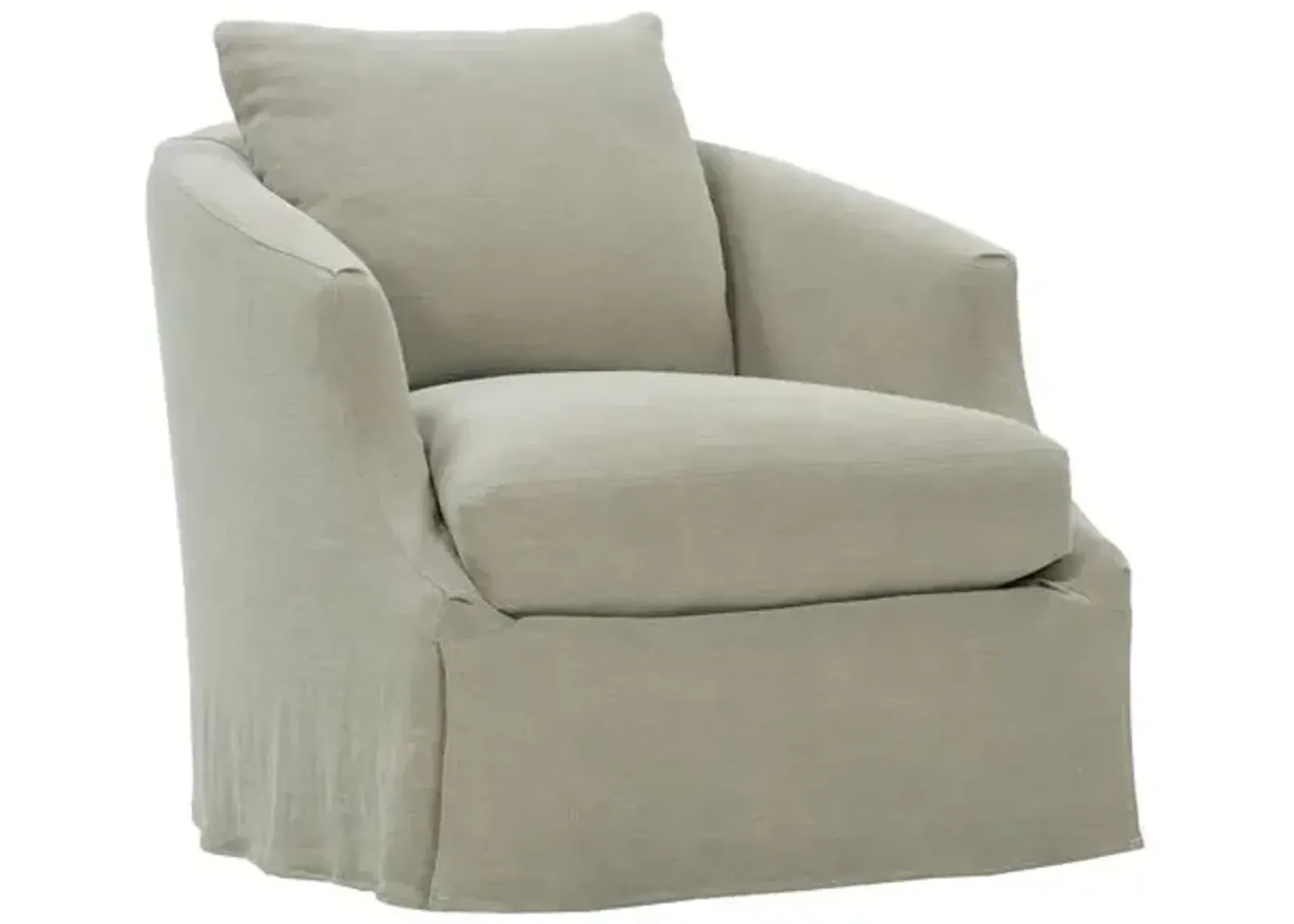 Adley Slipcover Swivel Chair - Sage Linen