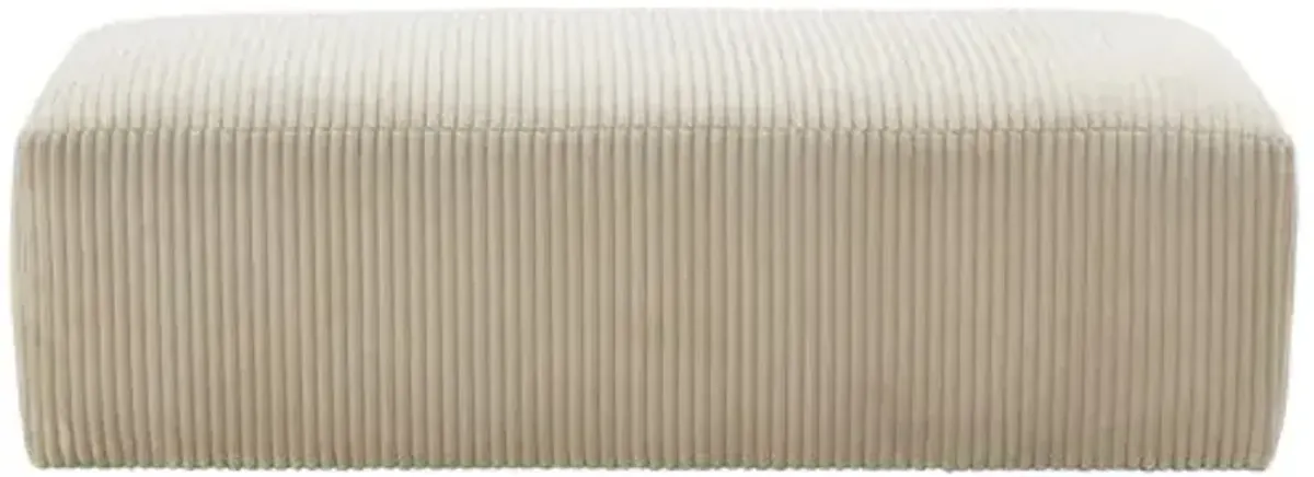 Augie Upholstered Ottoman - Channeled Wheat Velvet - Beige