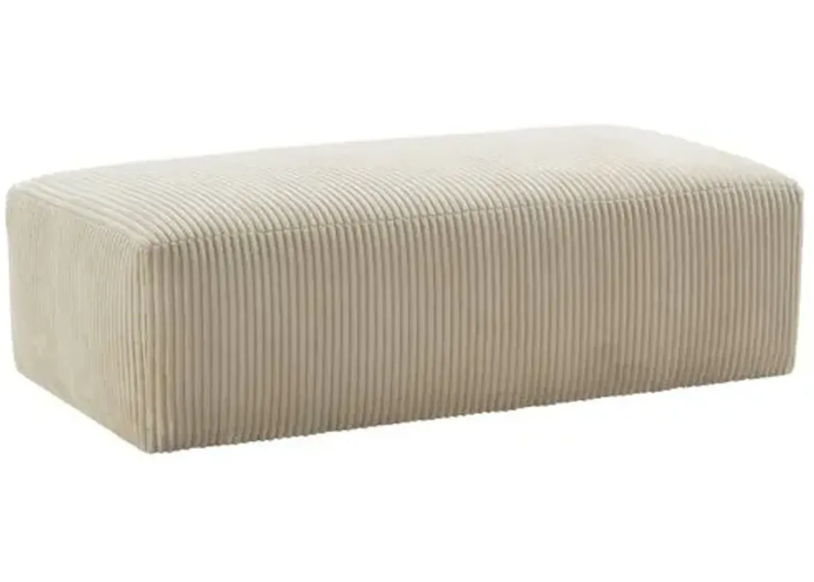 Augie Upholstered Ottoman - Channeled Wheat Velvet - Beige