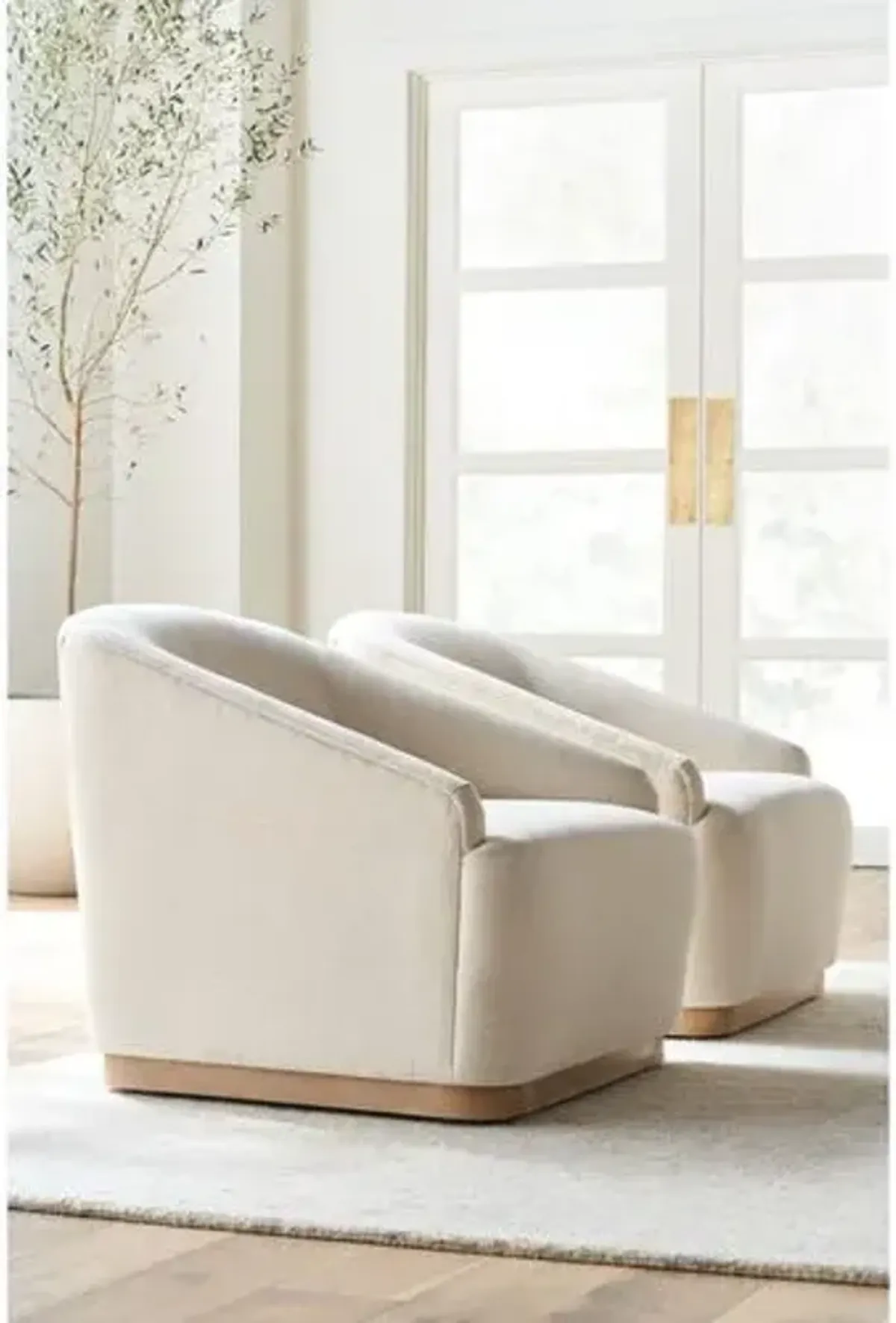 Finch Swivel Chair - Beige Cotton-Blend