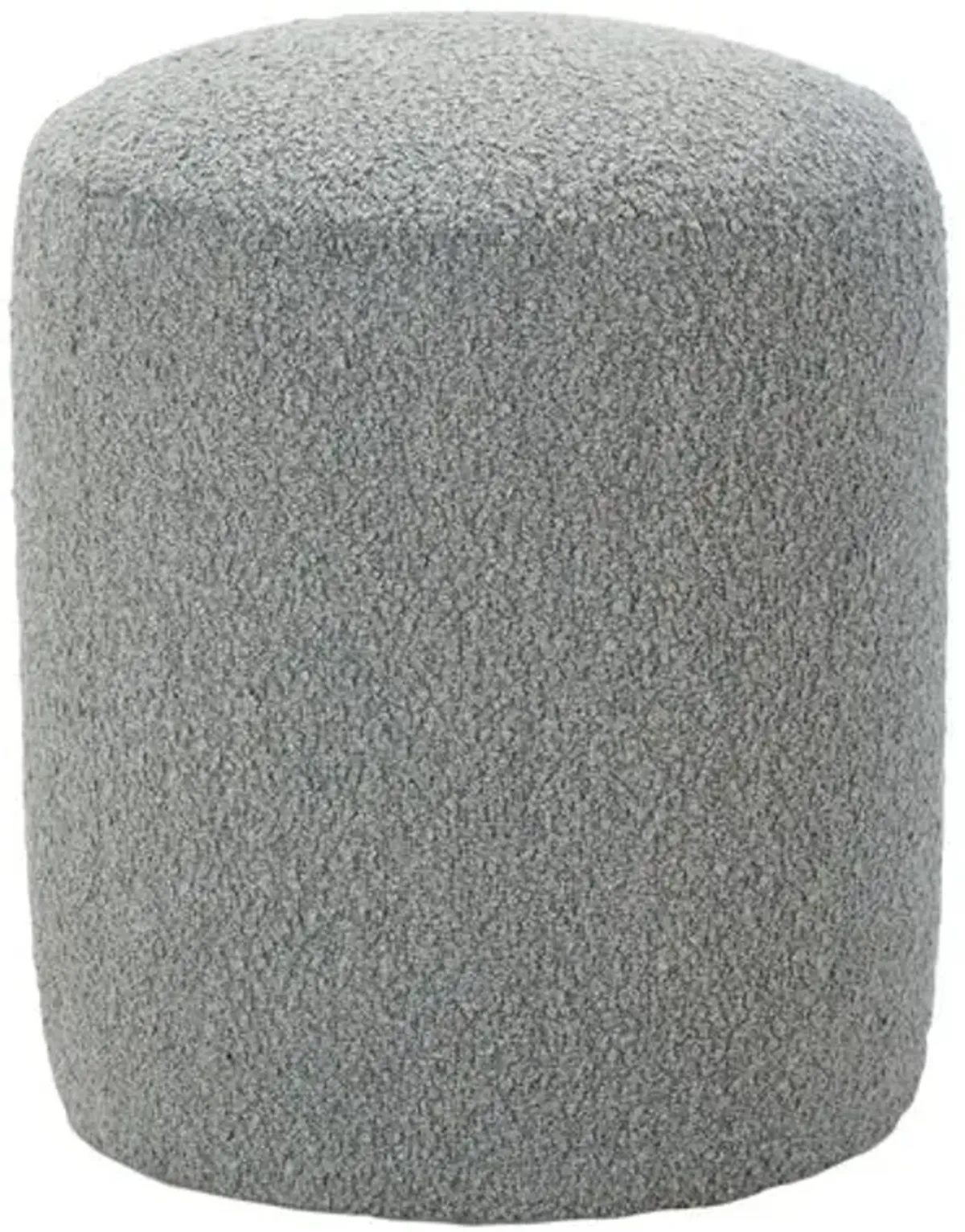 Hannah Tall Upholstered Round Ottoman - Grey Boucle - Gray