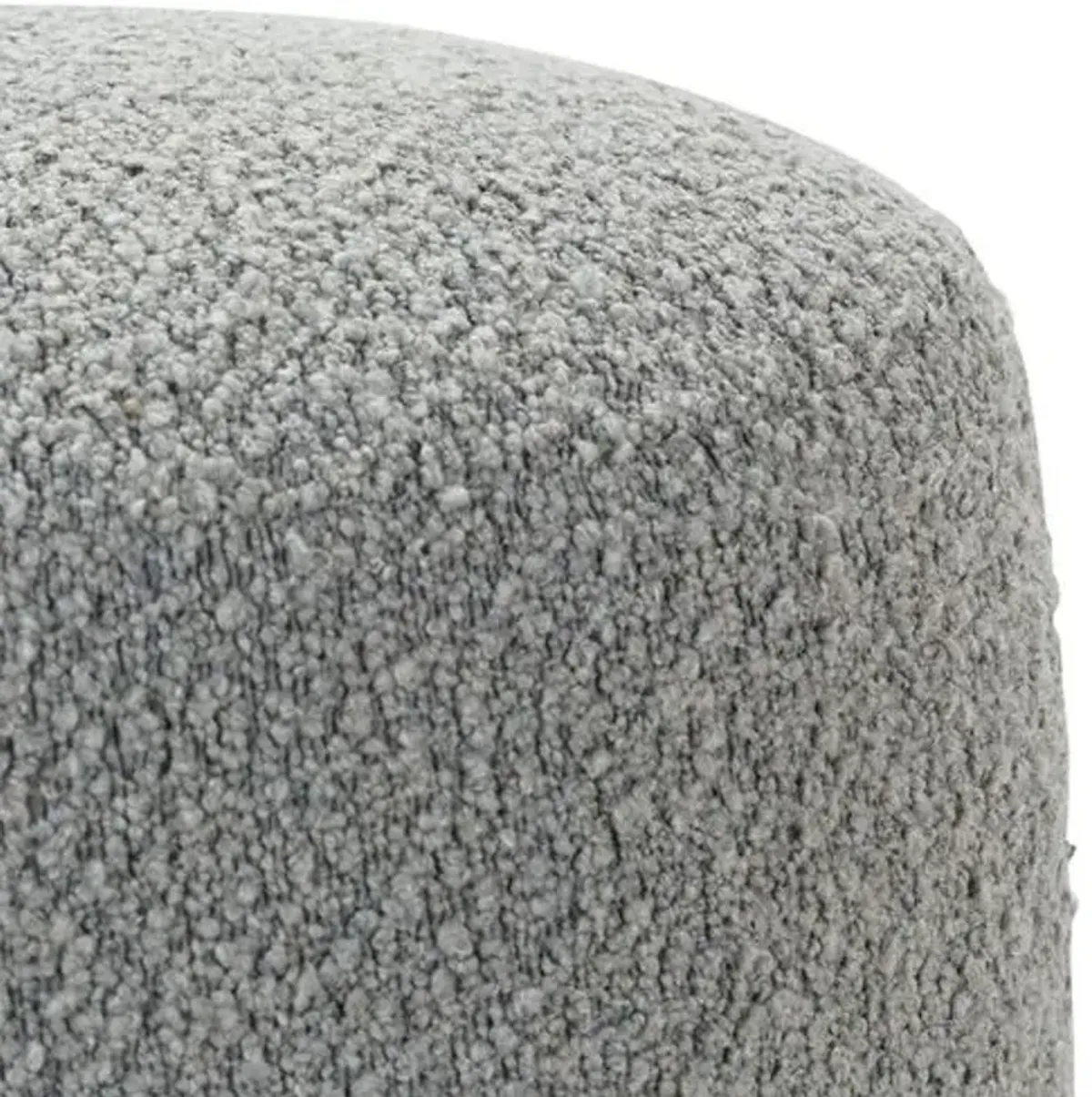 Hannah Tall Upholstered Round Ottoman - Grey Boucle - Gray