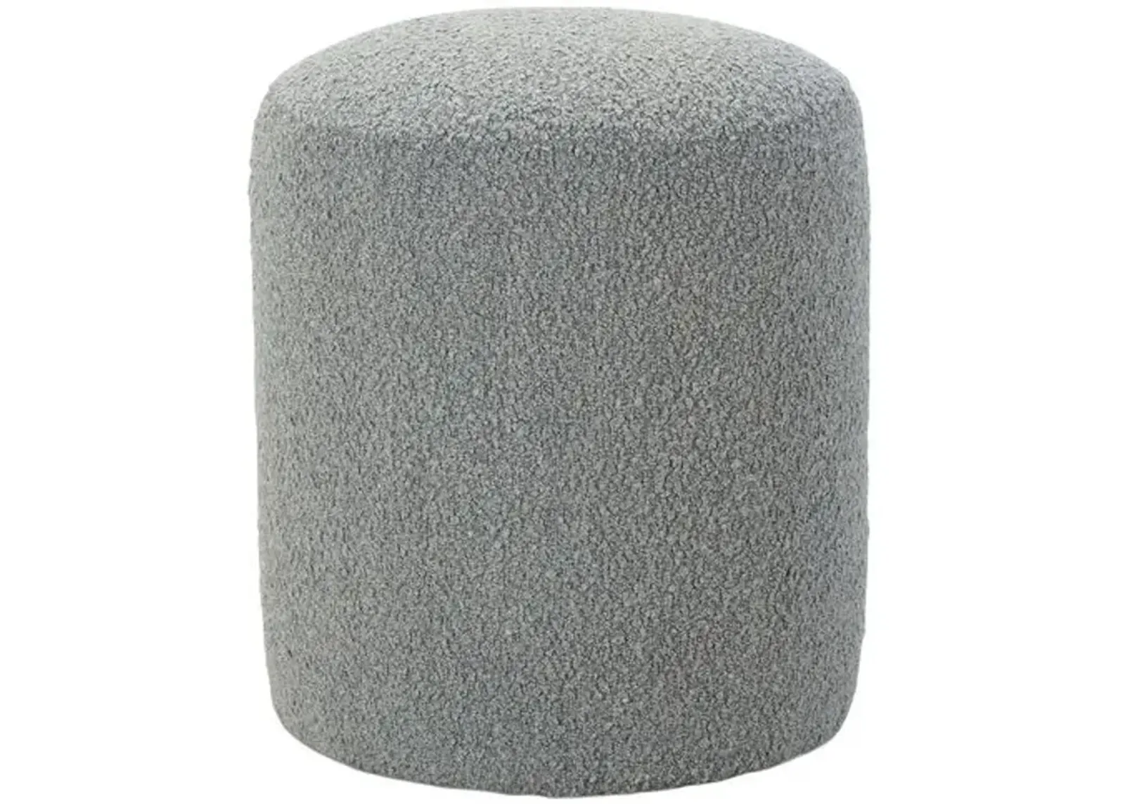 Hannah Tall Upholstered Round Ottoman - Grey Boucle - Gray