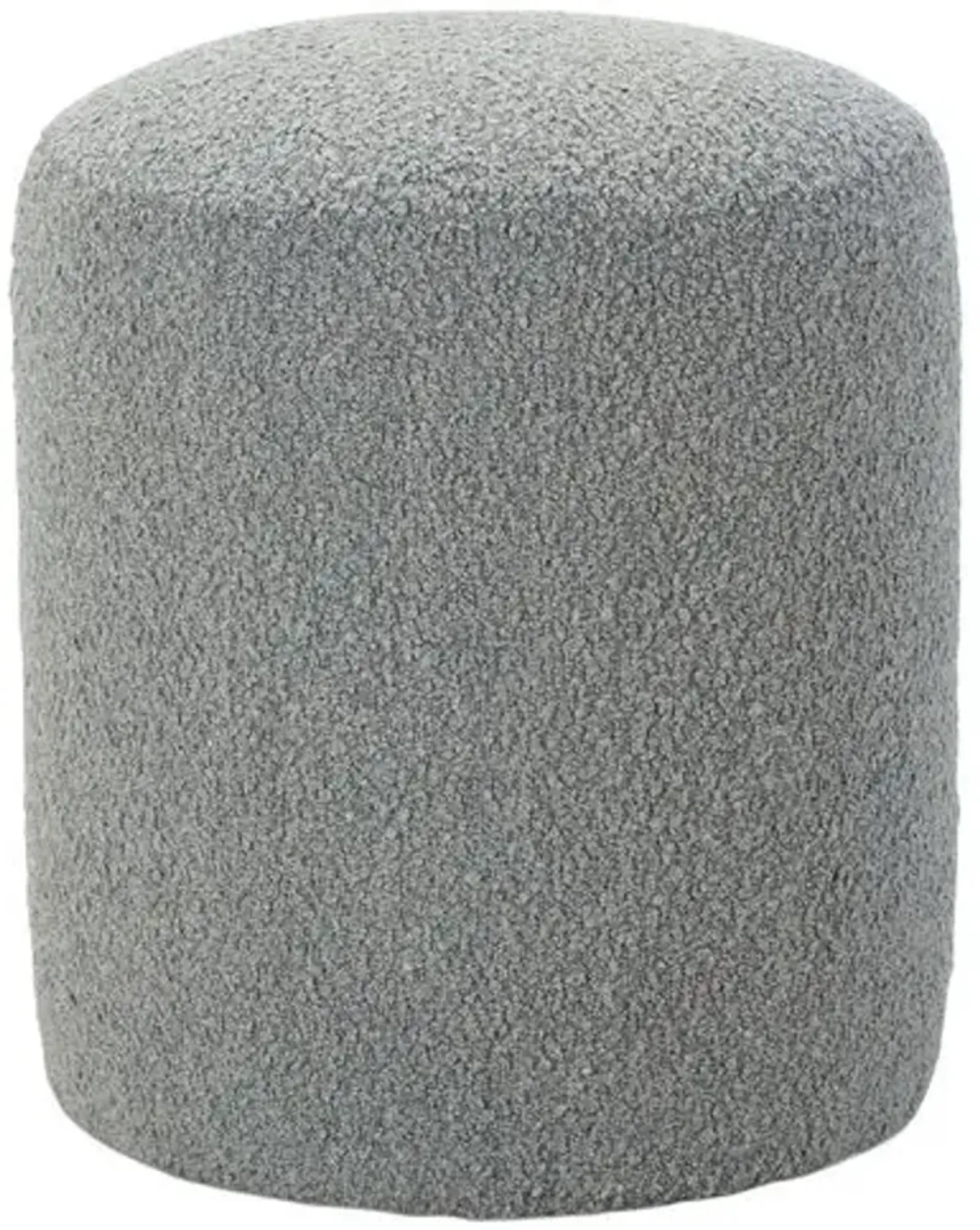 Hannah Tall Upholstered Round Ottoman - Grey Boucle - Gray