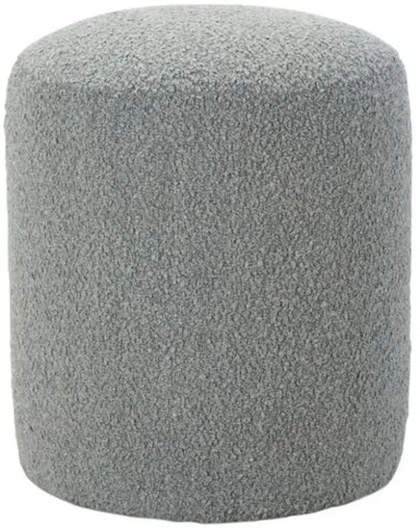 Hannah Tall Upholstered Round Ottoman - Grey Boucle - Gray