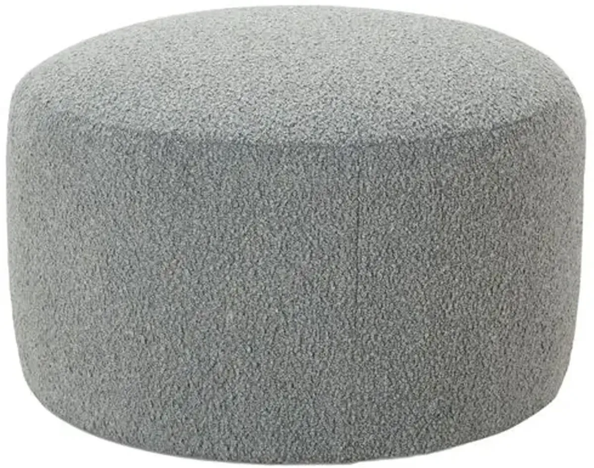 Hannah Upholstered Round Ottoman - Grey Boucle - Gray