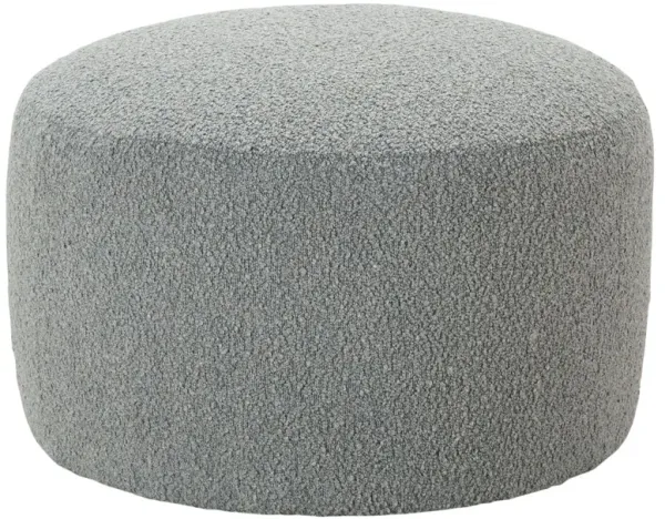 Hannah Upholstered Round Ottoman, Grey Boucle
