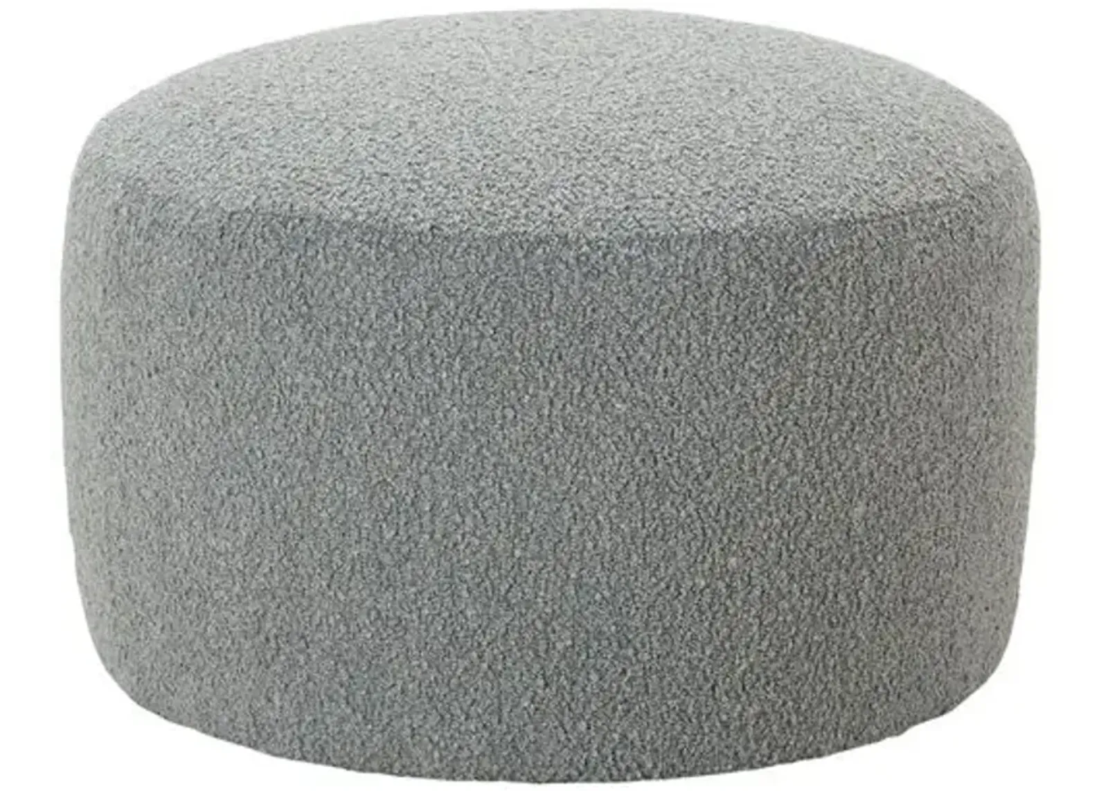 Hannah Upholstered Round Ottoman - Grey Boucle - Gray