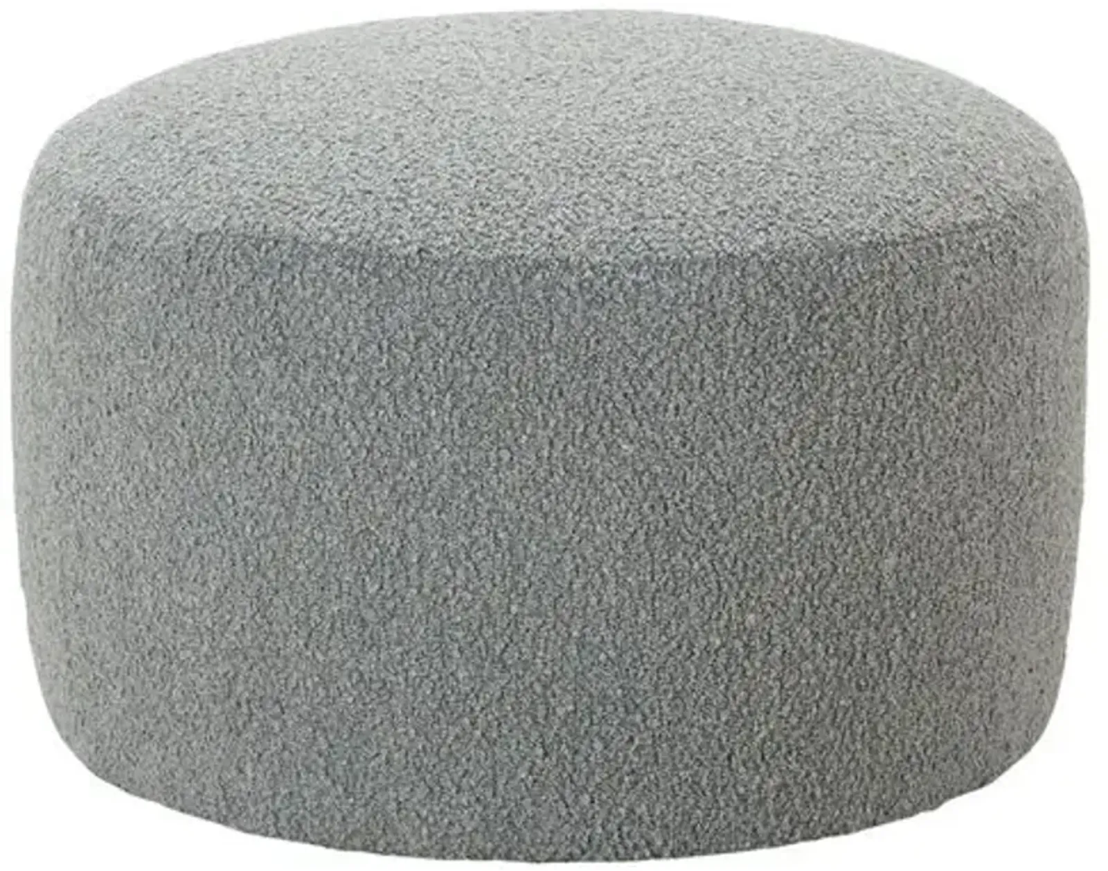 Hannah Upholstered Round Ottoman - Grey Boucle - Gray