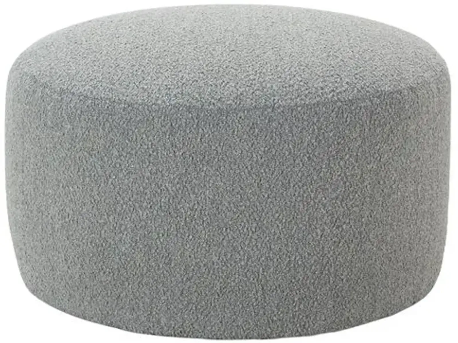 Hannah Upholstered Round Ottoman - Grey Boucle - Gray