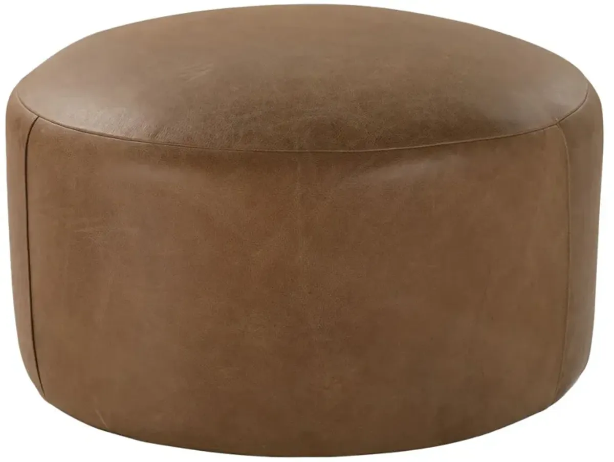 Rhodes Leather Large Round Ottoman