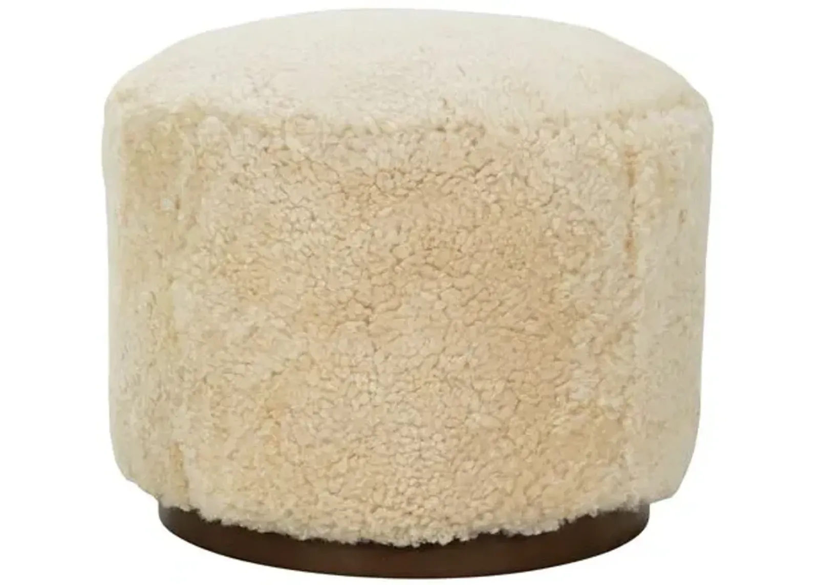 Cassian Ottoman - Beige Shearling Hide