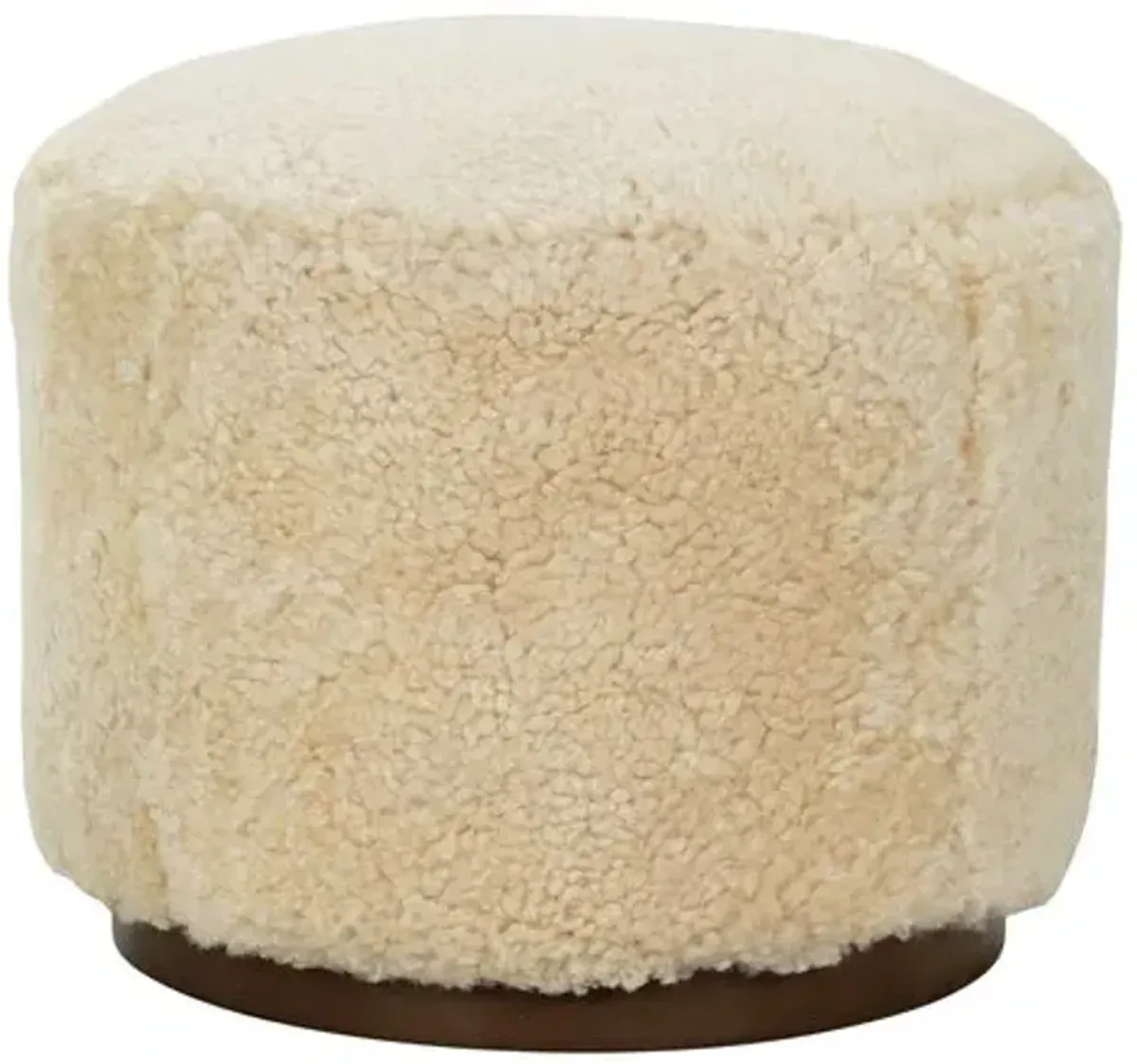 Cassian Ottoman - Beige Shearling Hide