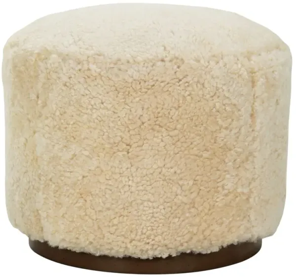 Cassian Ottoman, Beige Shearling Hide