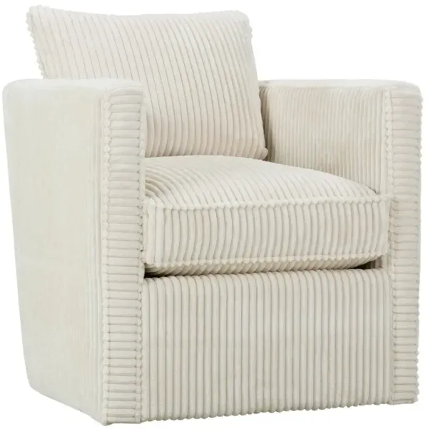 Koen Swivel Chair, Channeled Natural Velvet