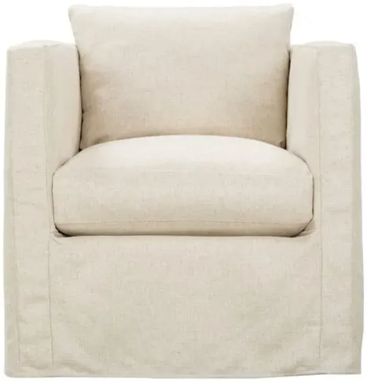 Koen Slipcovered Swivel Chair - Natural Linen Blend