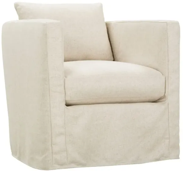 Koen Slipcovered Swivel Chair, Natural Linen Blend