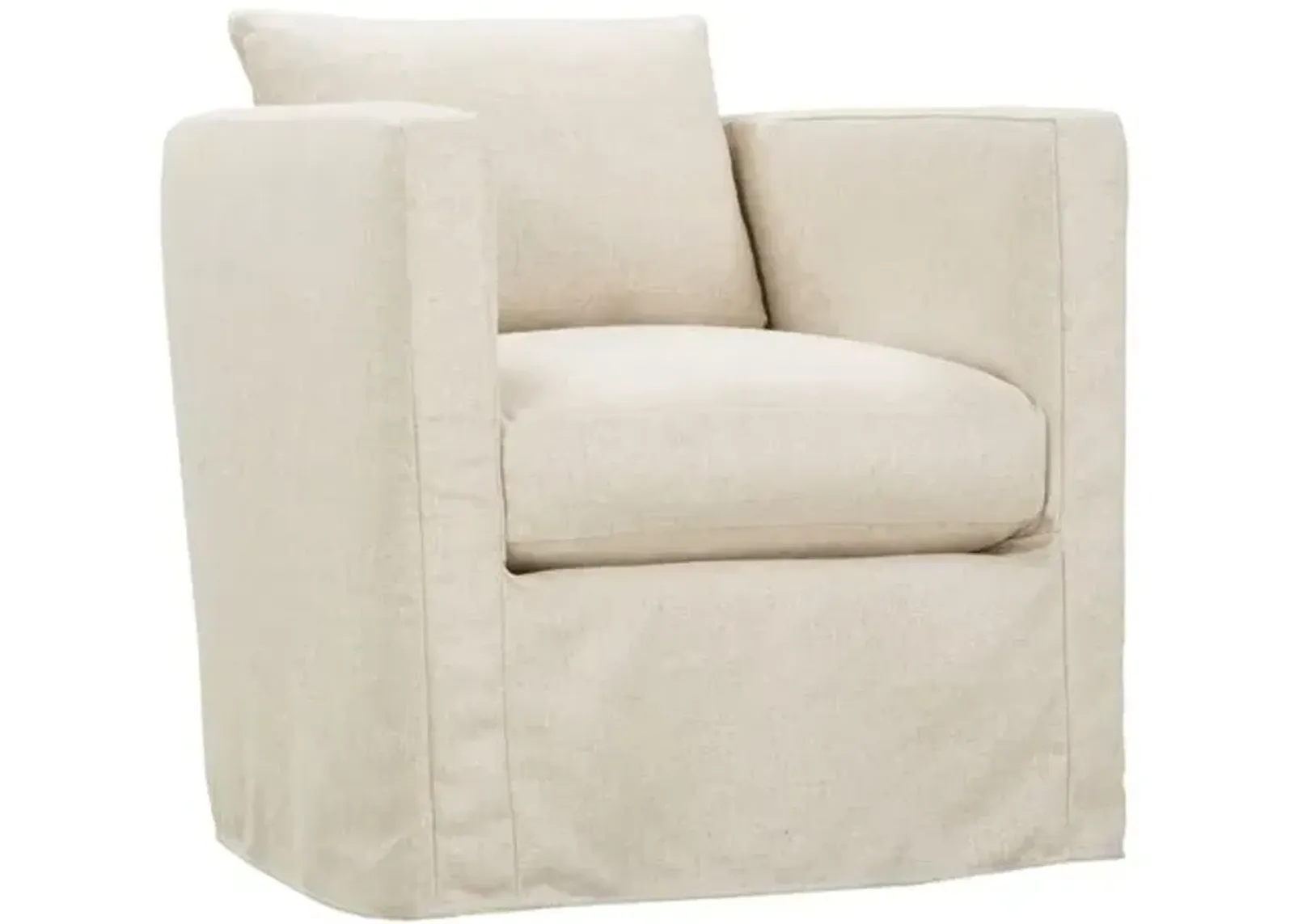 Koen Slipcovered Swivel Chair - Natural Linen Blend