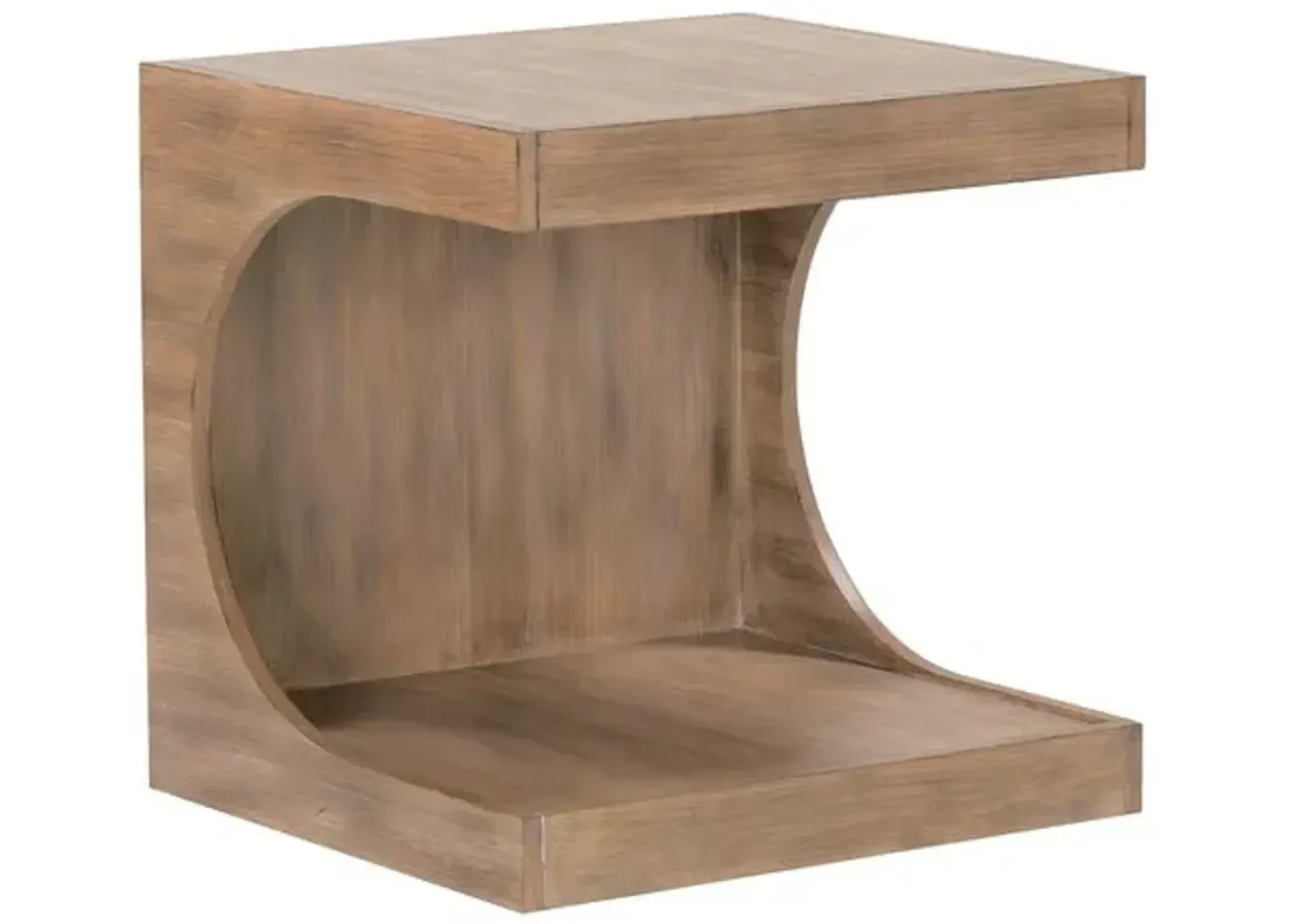 Kiki Rift Cut Oak End Table - Driftwood - Brown