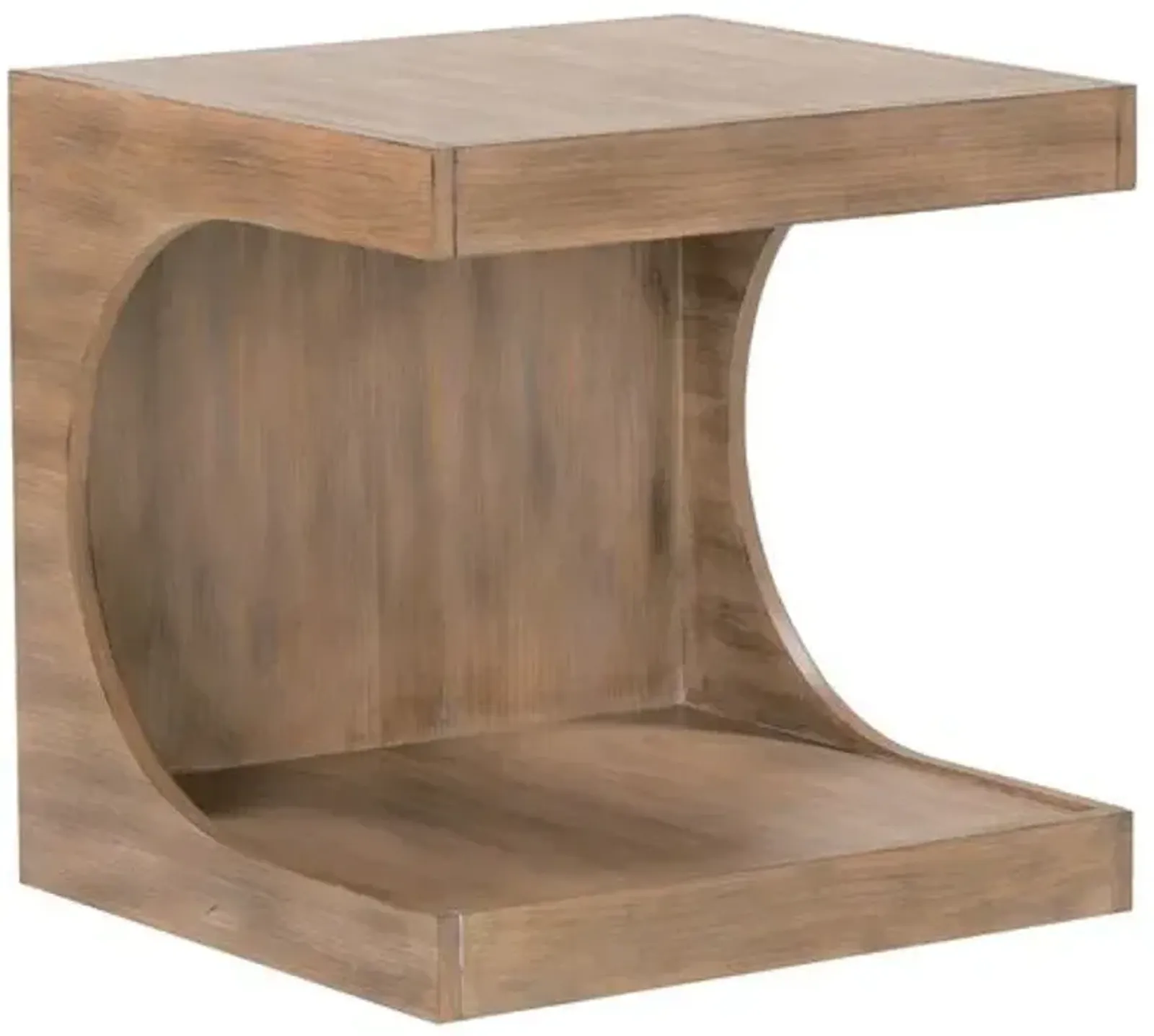 Kiki Rift Cut Oak End Table - Driftwood - Brown