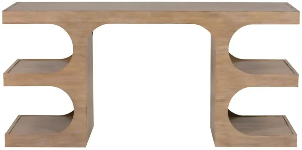 Kiki Rift Cut Oak Console Table/Desk, Driftwood