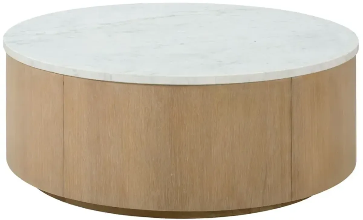 Audrey Round Marble Top Coffee Table, Natural/White