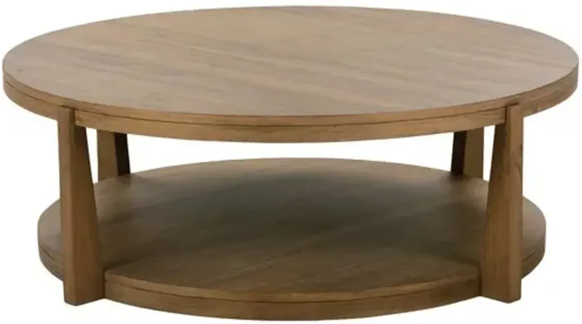 River Wood Round Coffee Table - Saddle