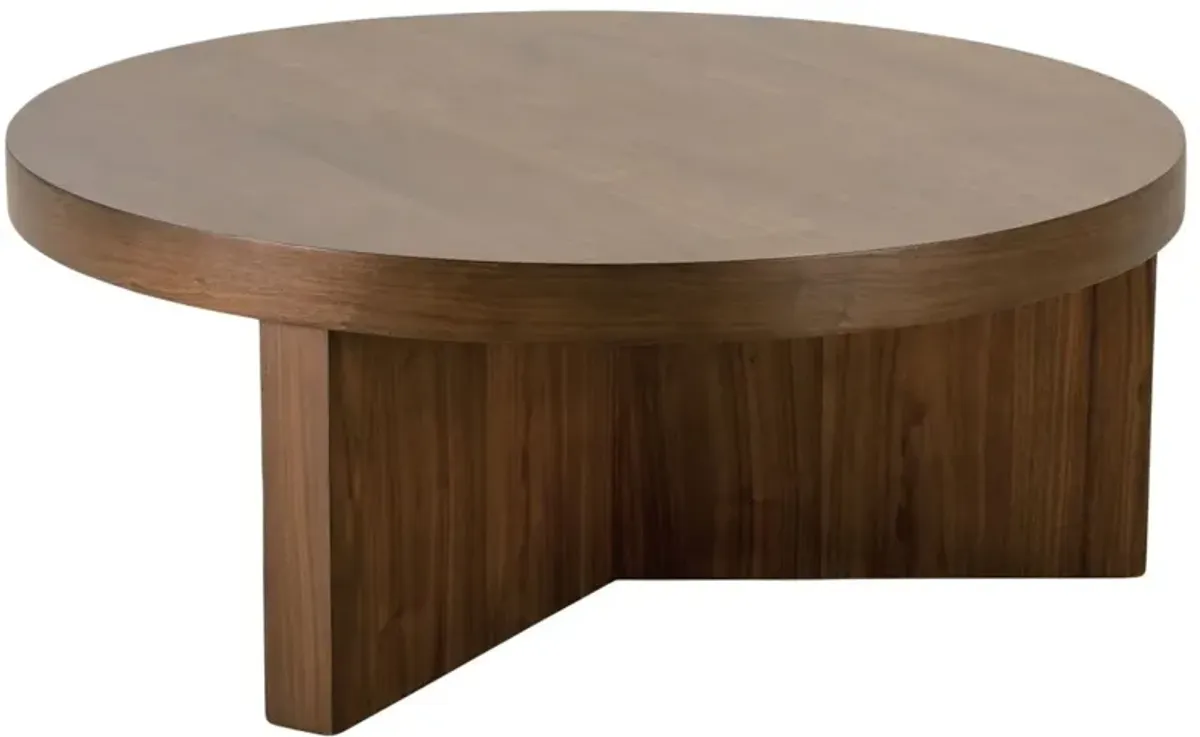Dawn Round Walnut Veneer Coffee Table, Auburn