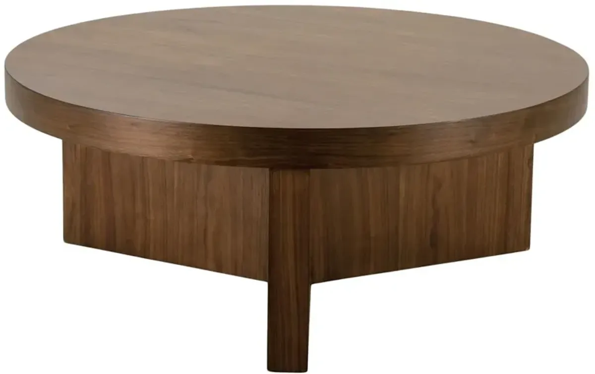 Dawn Round Walnut Veneer Coffee Table, Auburn