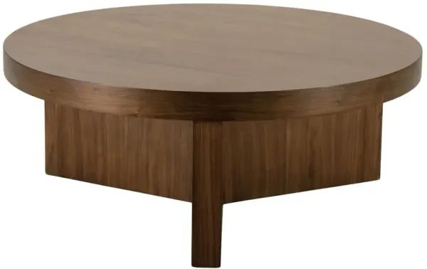 Dawn Round Walnut Veneer Coffee Table, Auburn