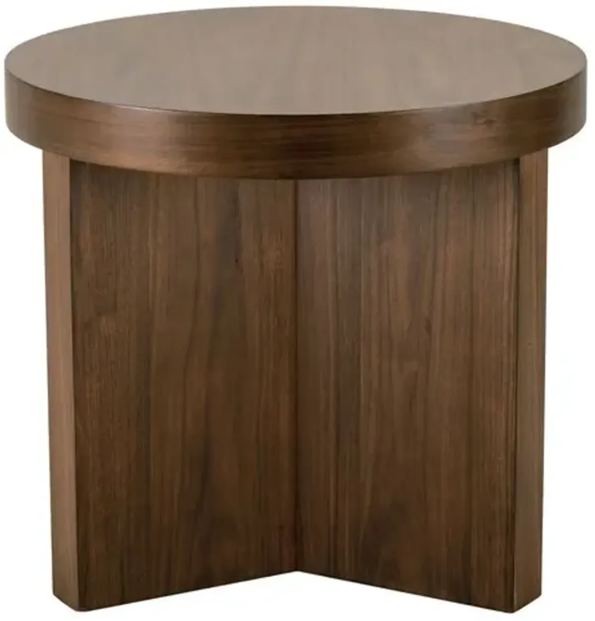 Dawn Round Walnut Veneer Side Table - Auburn