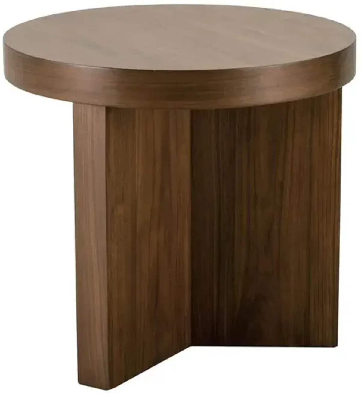 Dawn Round Walnut Veneer Side Table - Auburn