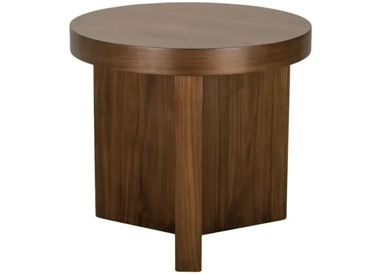 Dawn Round Walnut Veneer Side Table - Auburn