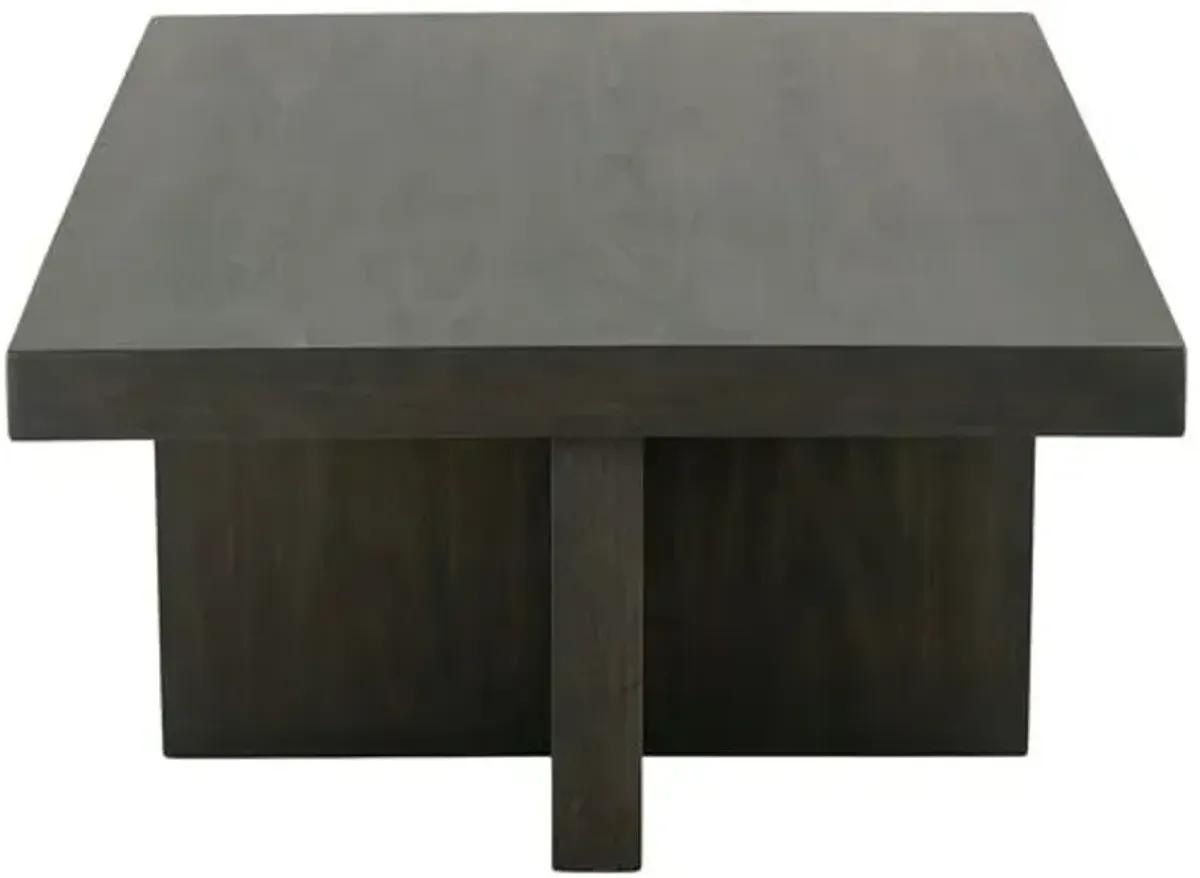 Vinessa Rectangular Oak Venner Coffee Table - Peppercorn - Brown