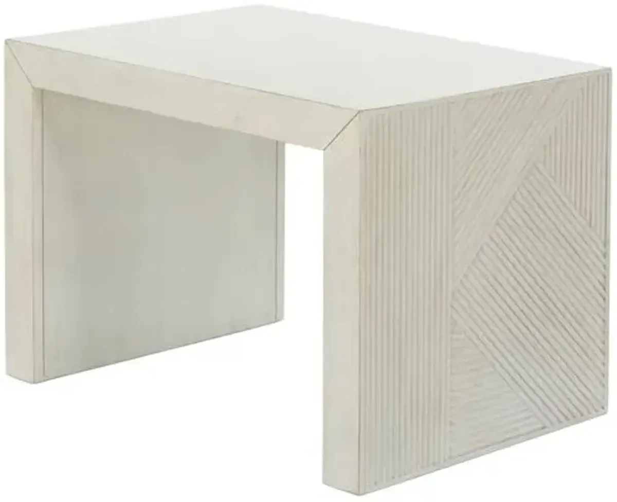 Jasper Resin Side Table - Oyster White