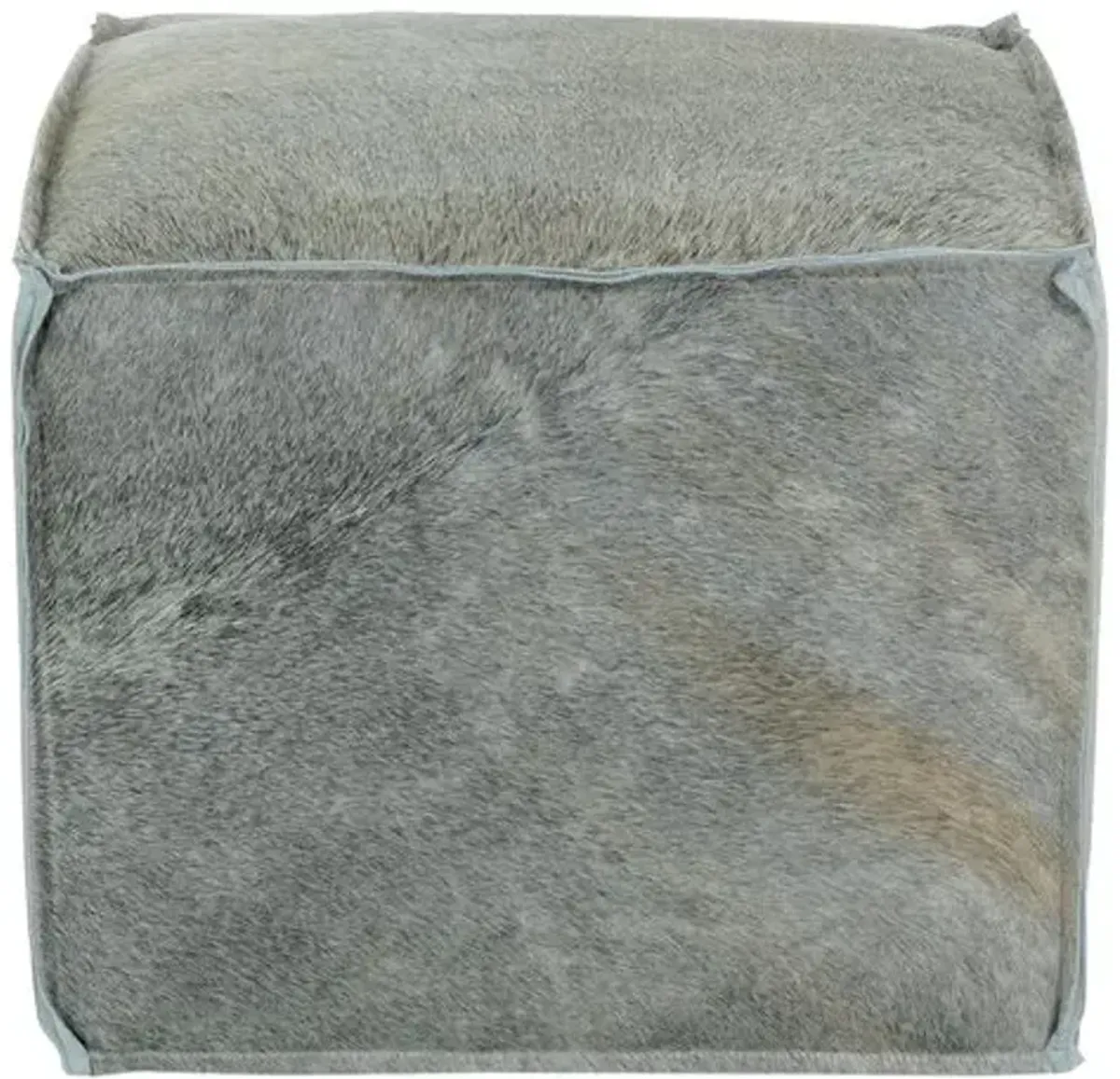 Tanner Hair on Hide Ottoman/Pouf - Platinum - Gray