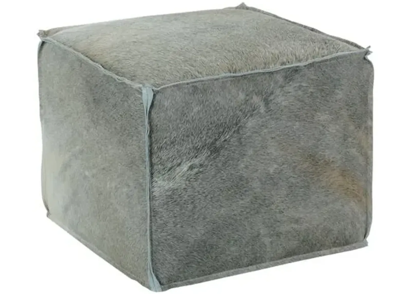 Tanner Hair on Hide Ottoman/Pouf - Platinum - Gray