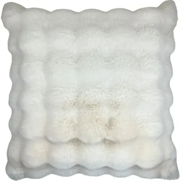 Arlo 22x22 Pillow - Ivory Faux Fur - The Piper Collection