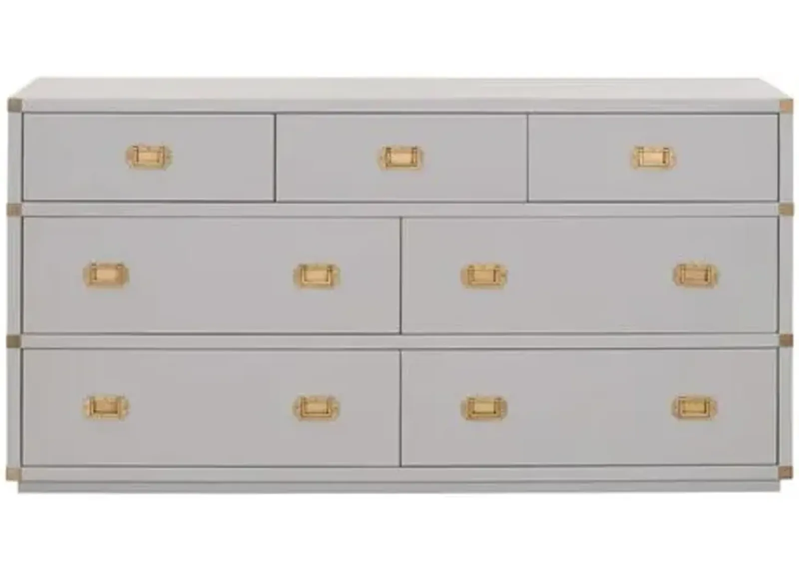 Talbot 7-Drawer Campaign Dresser - Dove Grey/Gold - Gray