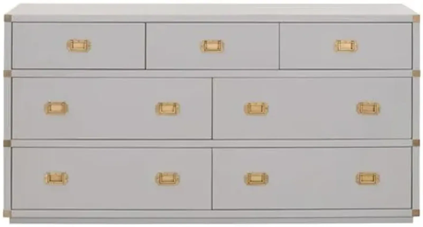 Talbot 7-Drawer Campaign Dresser - Dove Grey/Gold - Gray