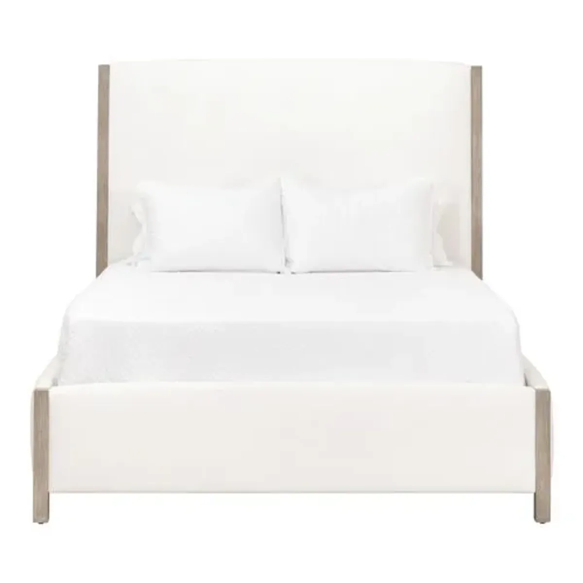 Julianna Panel Bed - Pearl Performance Linen/Natural Gray - White - Upholstered