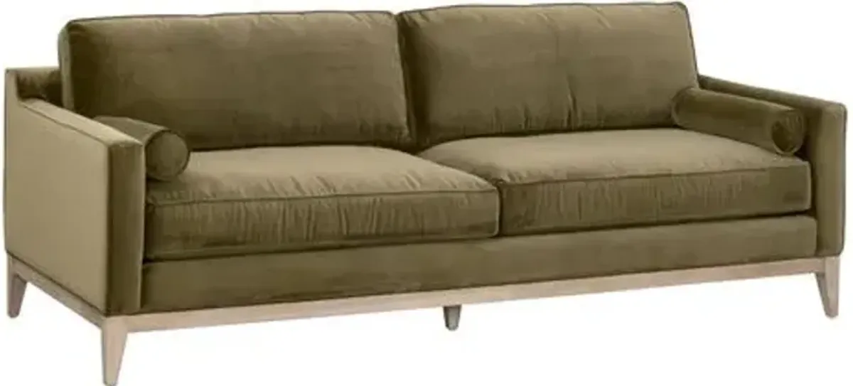 Callie 86" Velvet Sofa - Olive