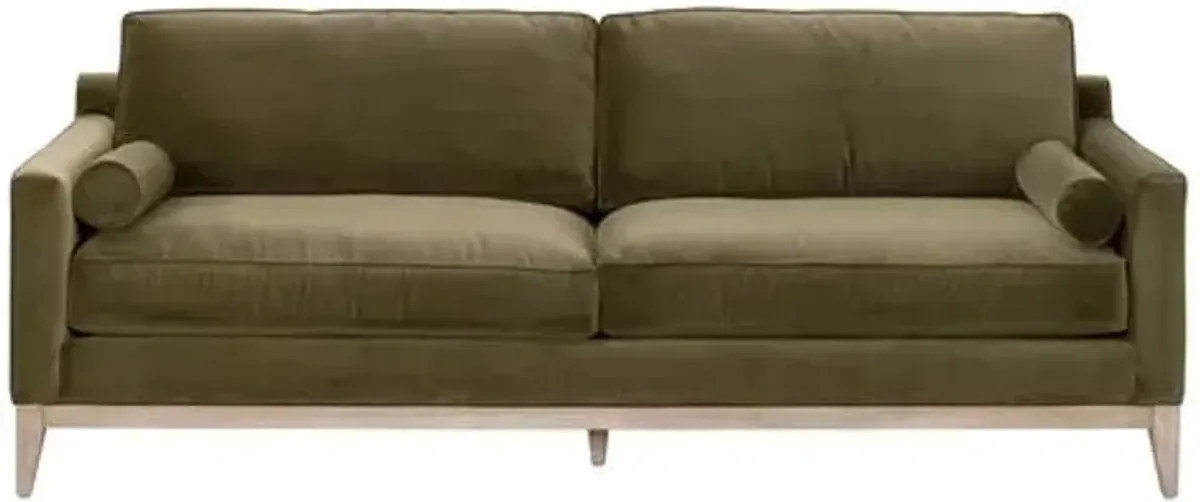 Callie 86" Velvet Sofa - Olive