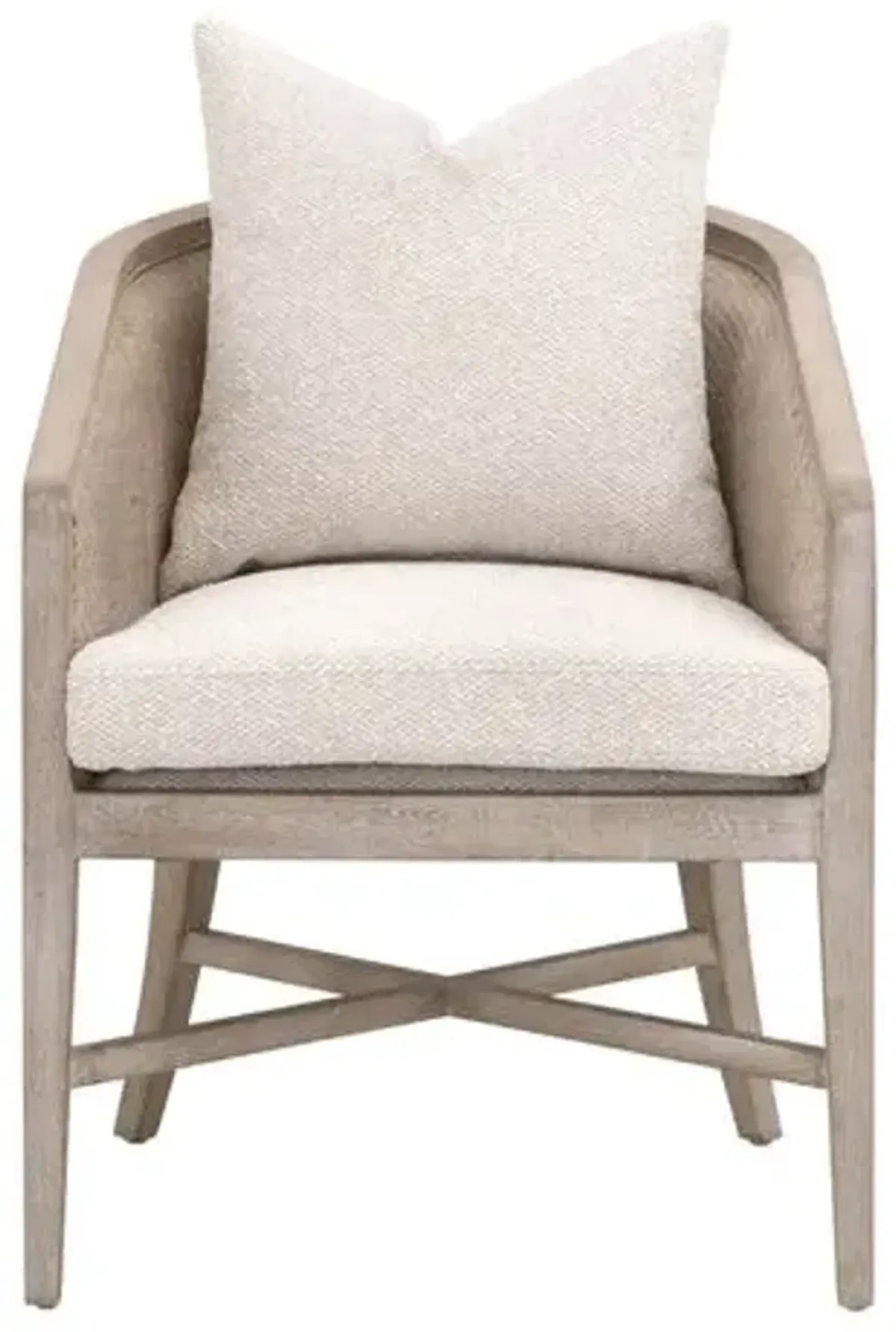 Winnie Cane Wrapped Armchair - Performance Linen/Natural Gray - Beige