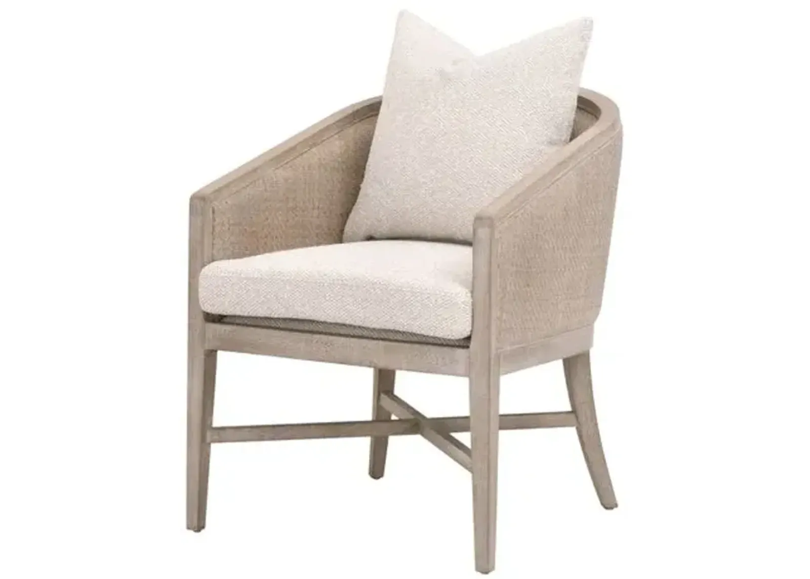 Winnie Cane Wrapped Armchair - Performance Linen/Natural Gray - Beige